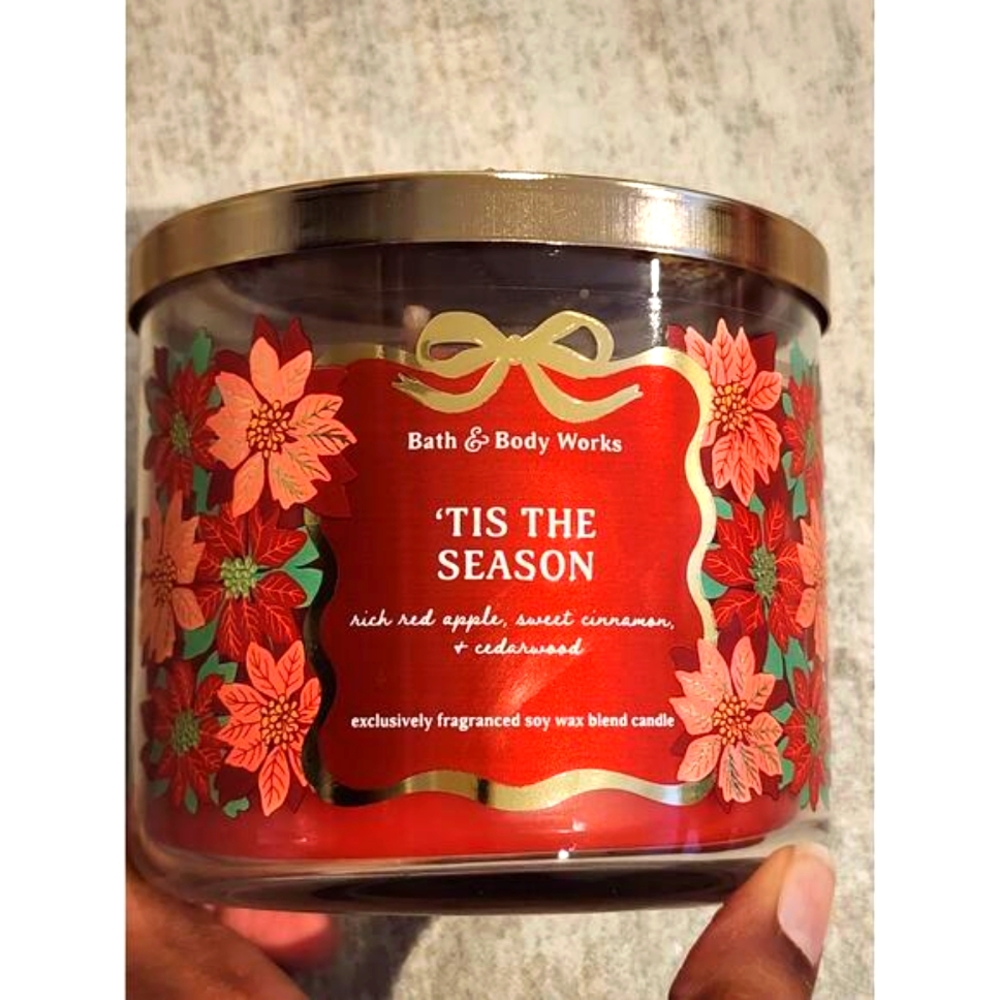 Bath & Body Works TIS THE SEASON 🎄🎅🍎 3 Wick CANDLE